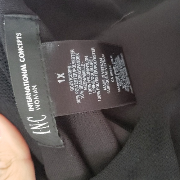 Inc black velvet dress with sheer long sleeves midi 1x - Picture 5 of 7